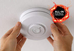 Smoke Alarms red photoelectric interconnecting smoke alarms supplied & installed by All-In Electrical Contractors