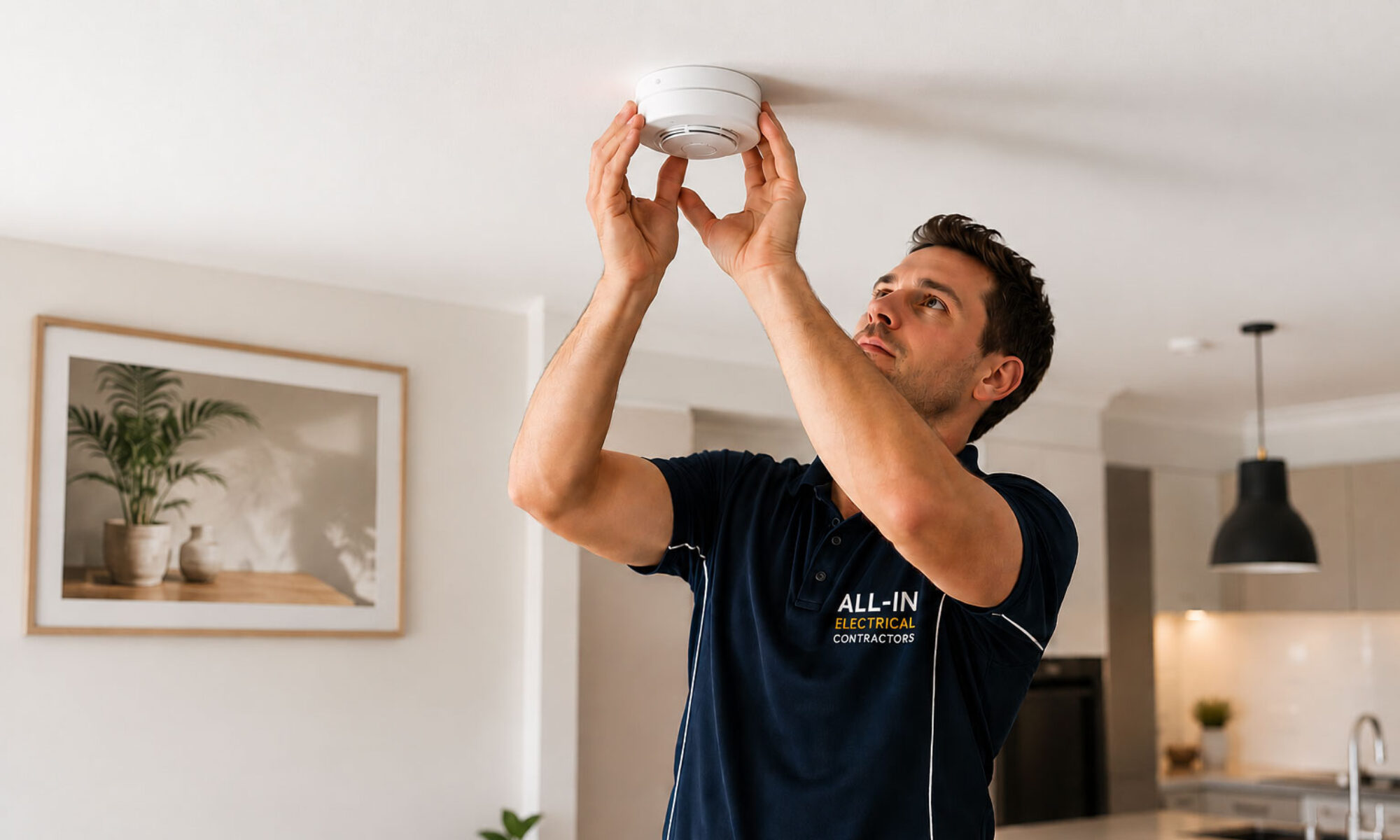 Smoke Alarms red photoelectric interconnecting smoke alarms supplied & installed by All-In Electrical Contractors, Aspley, Brisbane.